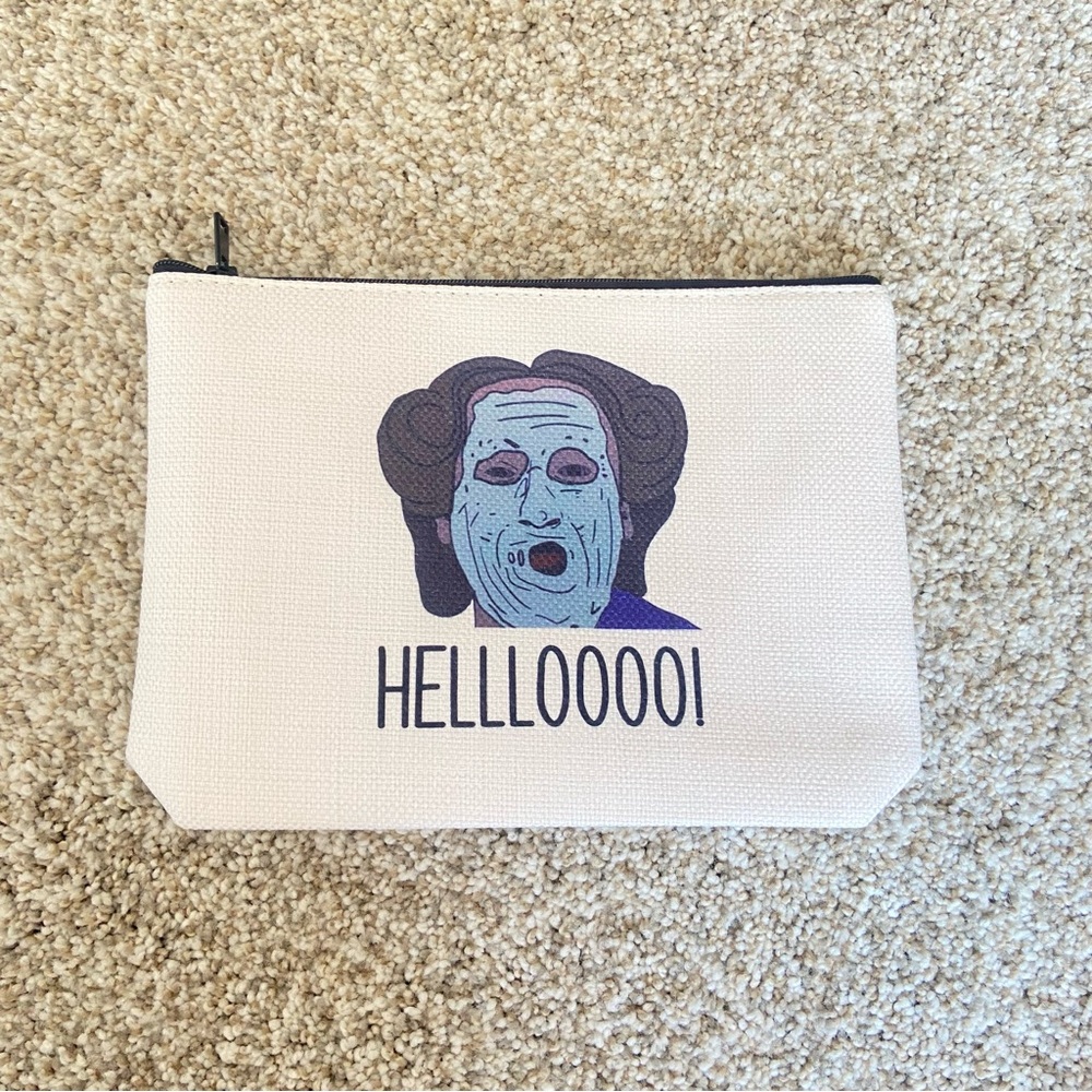 Mrs. Doubtfire Cream Zipper Cosmetics Pouch Makeup Bag